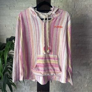 Southern Spirit Striped Pink and Yellow Stripe Beach “Florida” Hoodie Size M